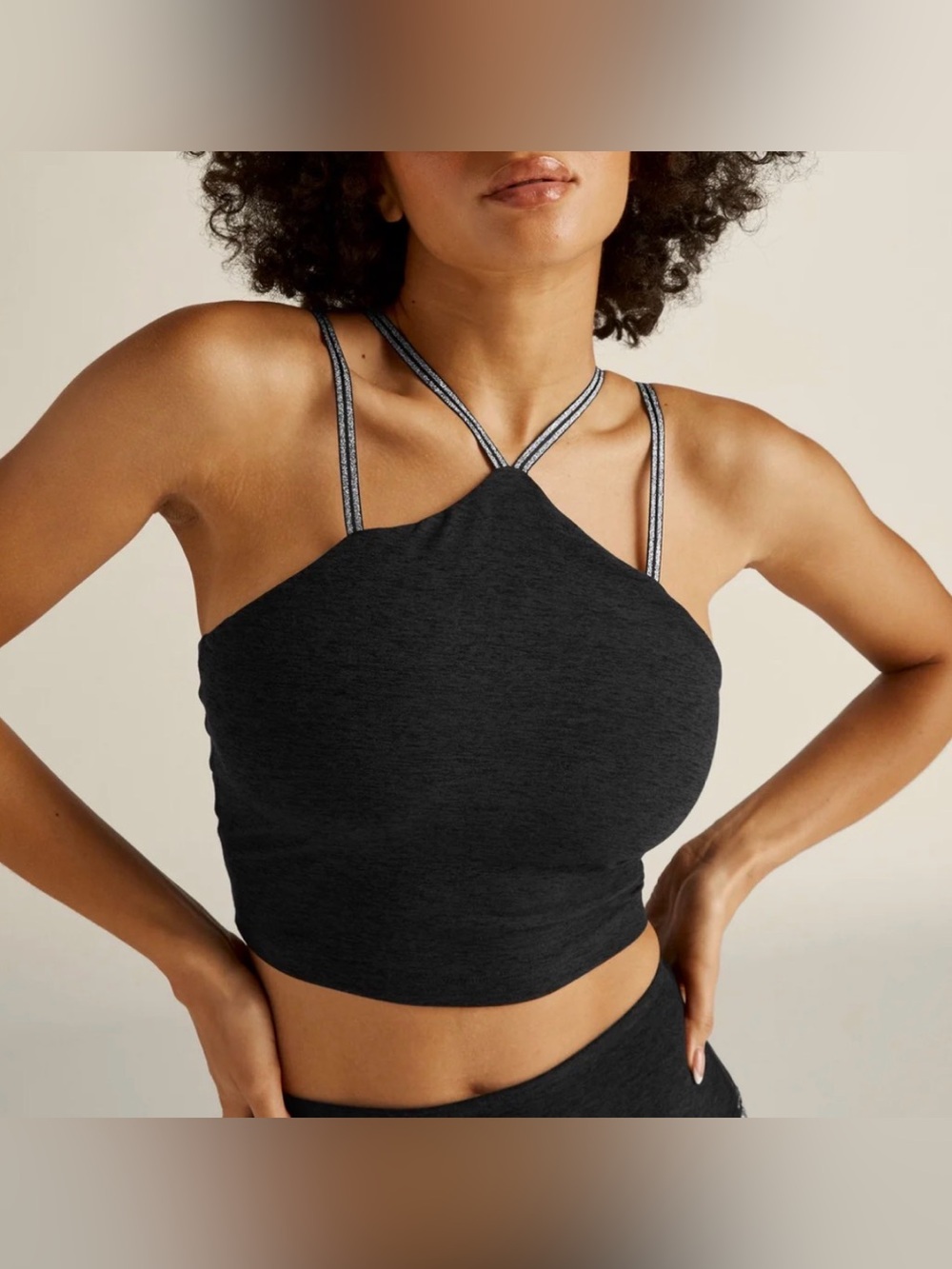 NWT BEYOND YOGA SPACEDYE SHINE ON CROPPED TANK DARKEST NIGHT